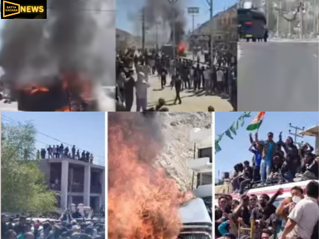 लद्दाख के पूर्ण राज्य की मांग: लेह में छात्रों और पुलिस में झड़प, CRPF वाहन में आग